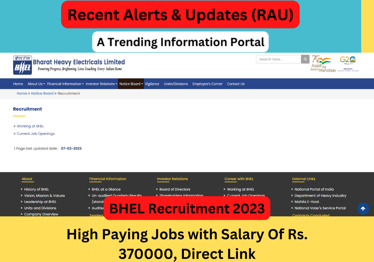 BHEL Recruitment 2023: High Paying Jobs with Salary Of Rs. 370000, Direct Link