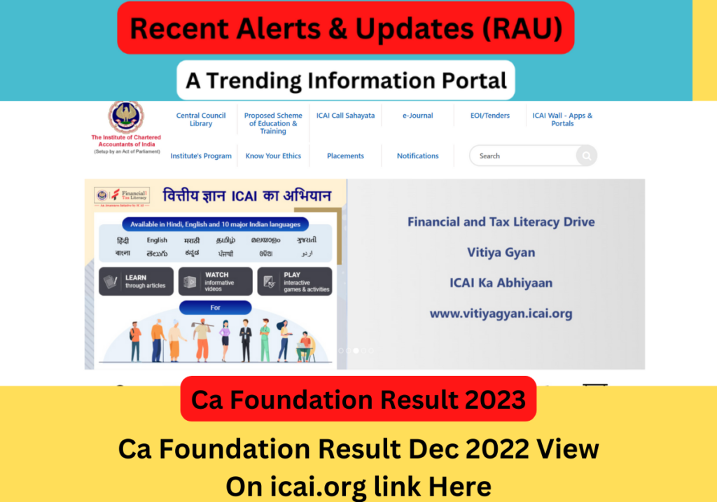 Ca Foundation Result 2023: Ca Foundation Result Dec 2022 View On icai.org link Here