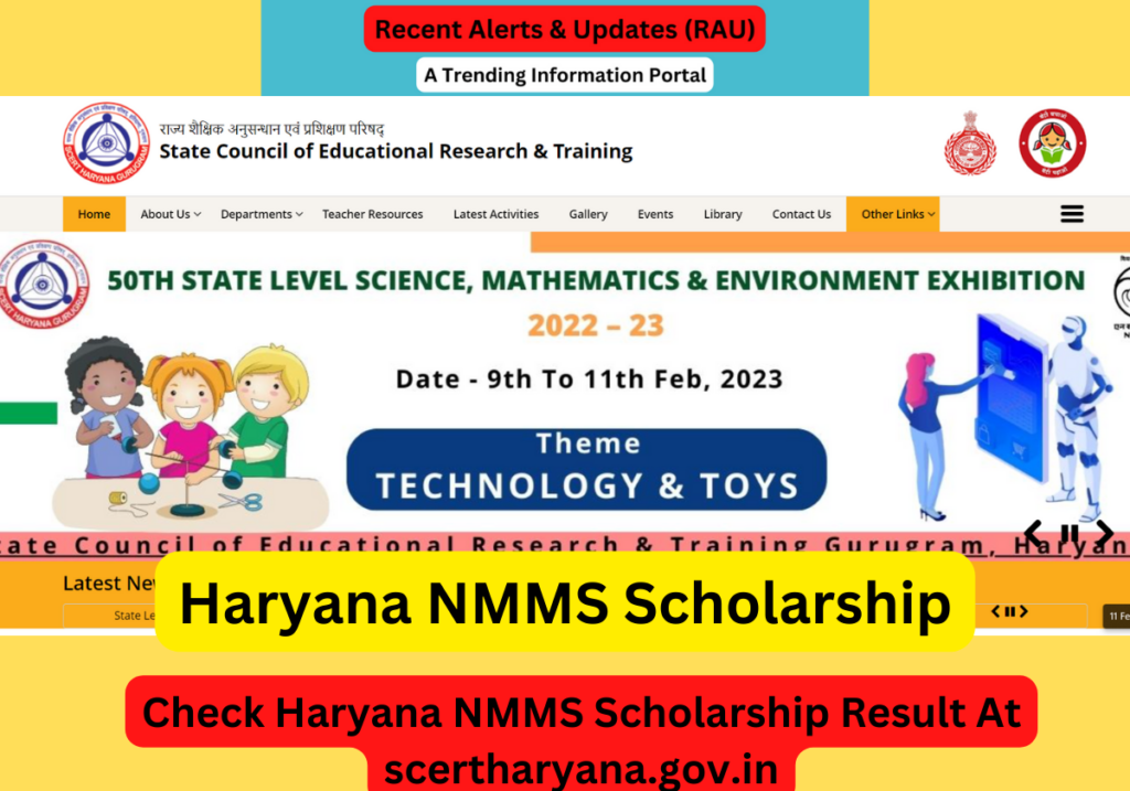 Check Haryana NMMS Scholarship Result At scertharyana.gov.in