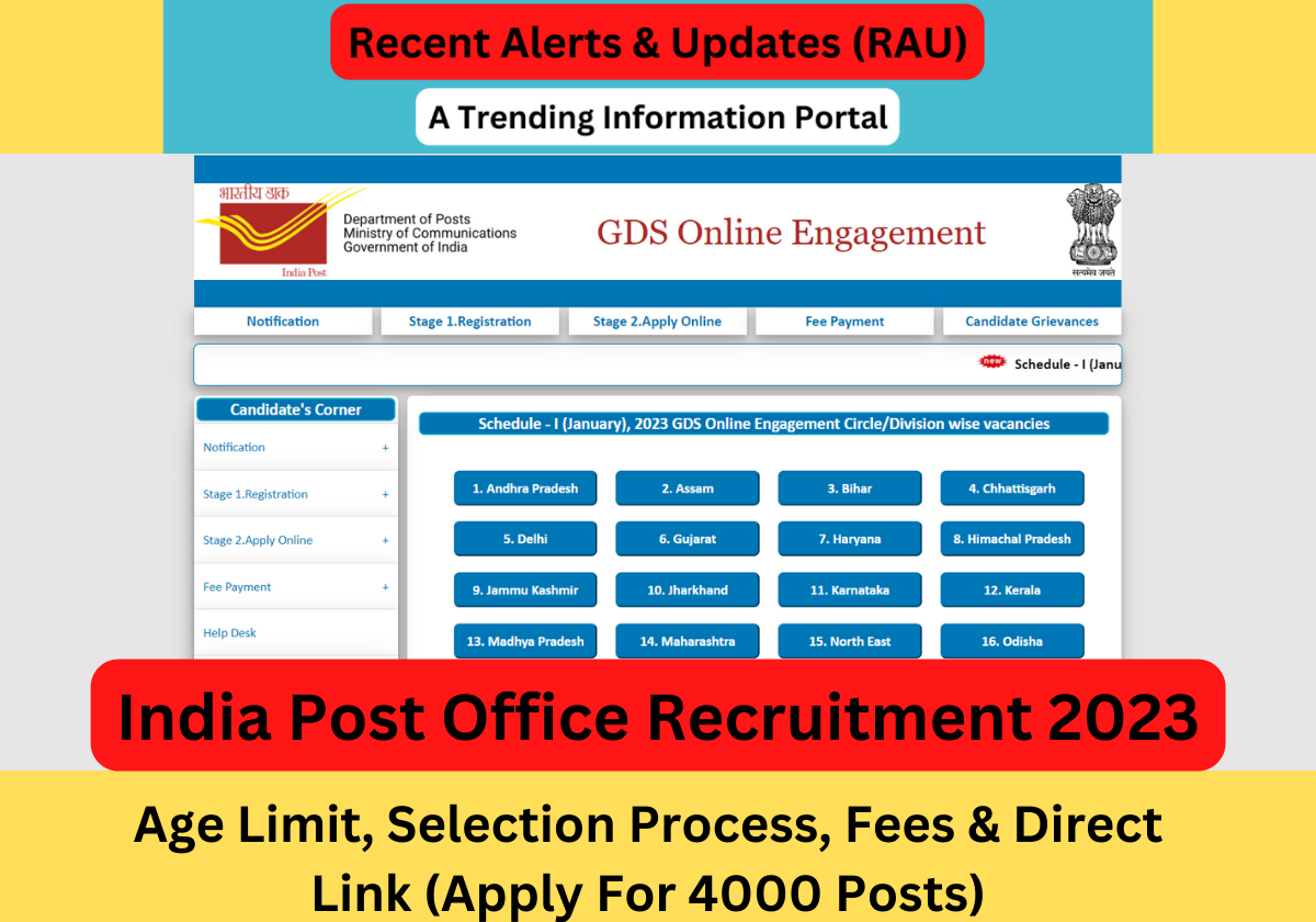 India Post Office Recruitment 2023 Age Limit, Selection Process, Fees & Direct Link (Apply For 4000 Posts)
