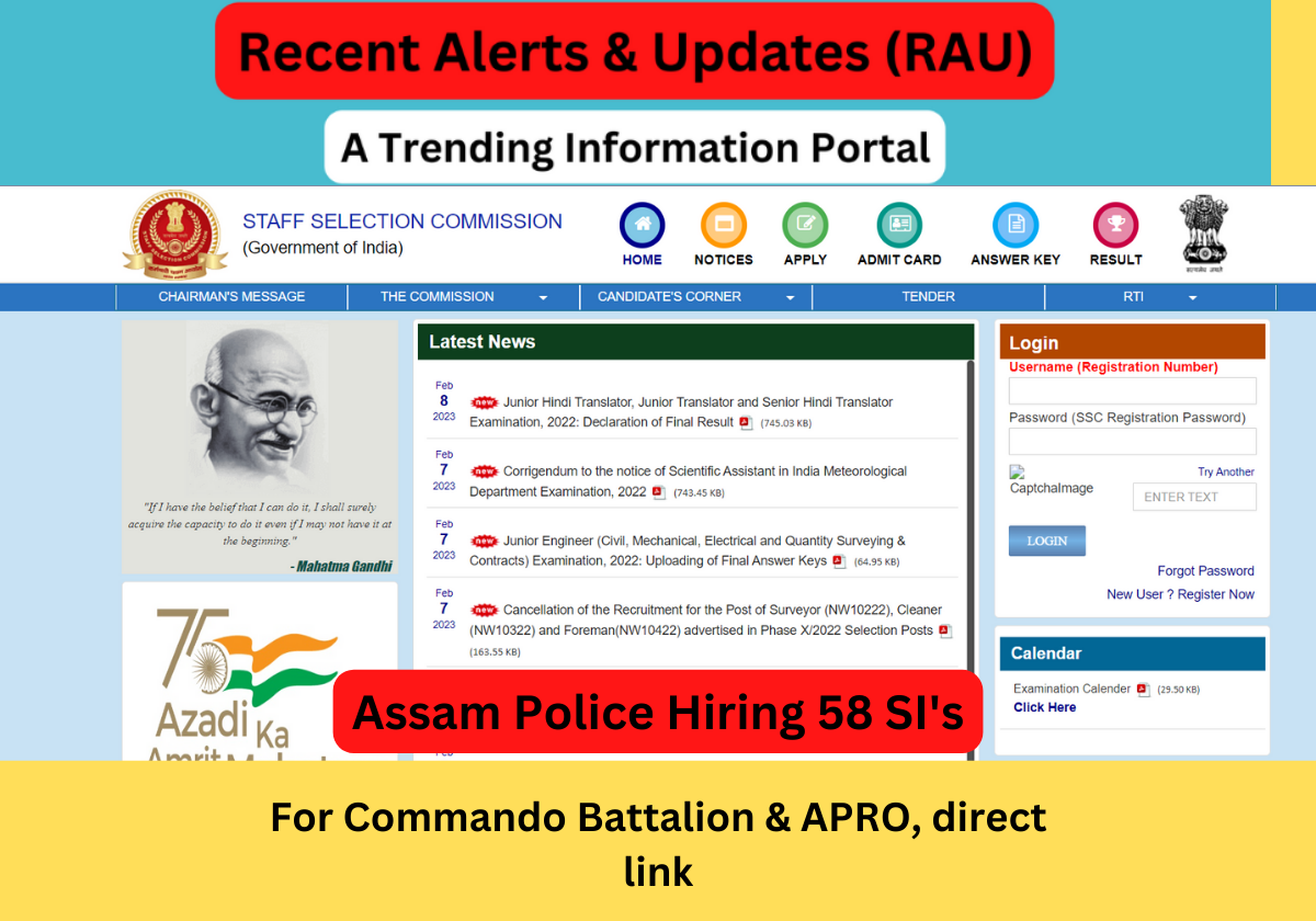 New Job Alert: Assam Police Hiring 58 SI's For Commando Battalion & APRO, direct link