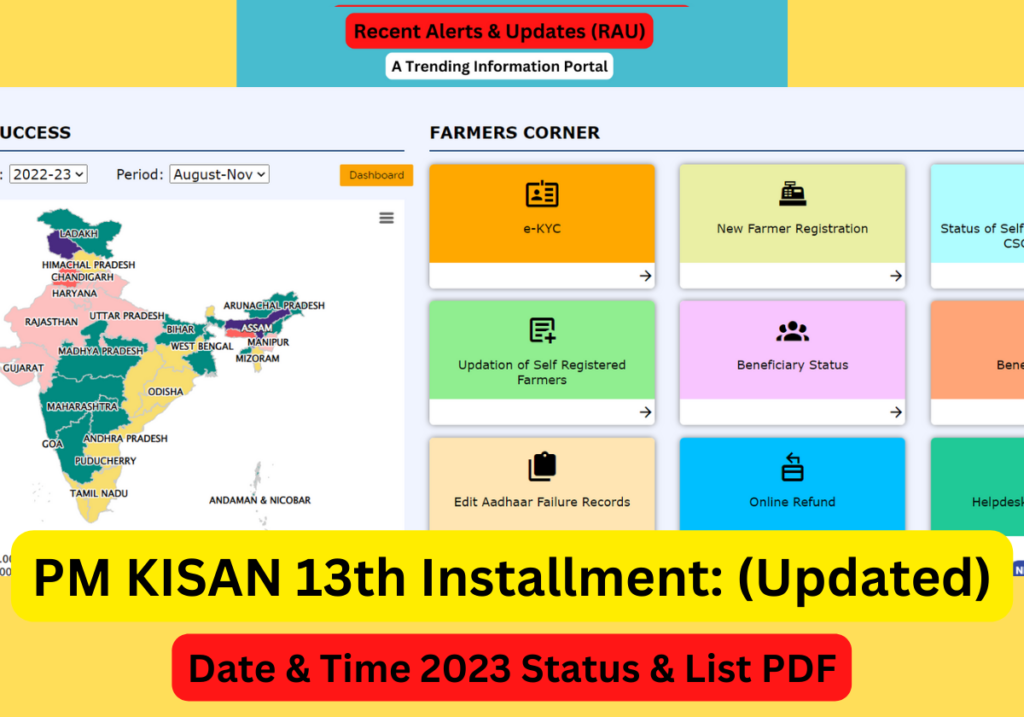 PM KISAN 13th Installment: (Updated) Date & Time 2023 Status & List PDF